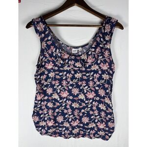 GAP Womens Small Floral Tank Top Blue Pink Sleeveless Lightweight Blouse
